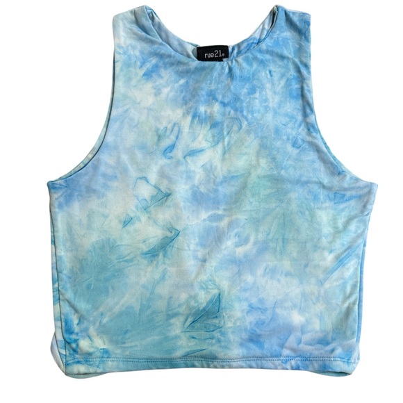 Rue21 Blue Tie-Dye Crop Tank | Open Back Tie | Size Small - Picture 1 of 4